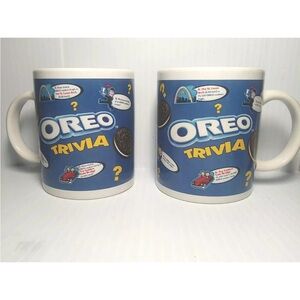 nabisco Oreo Trivia collectible coffee trivia mugs set of 2 retro blue NWOT